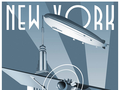 New York Dirigable dirigable new york travel poster vintage