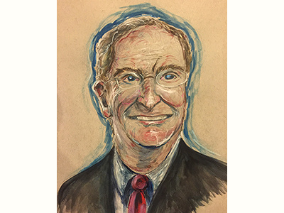 President Rush Portrait free hand gel pens portrait sketch water color