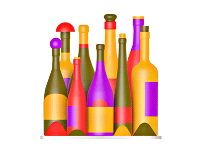 Spinning bottles 3d animation bottles design geometry illustration wine