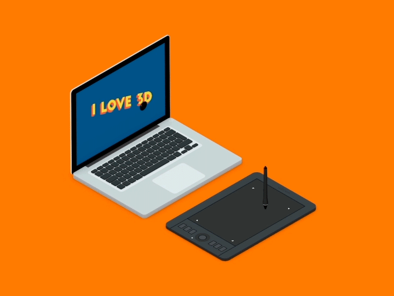 3D & 2D Animation 2d 3d animation isometric love macbook pro tablet wacom