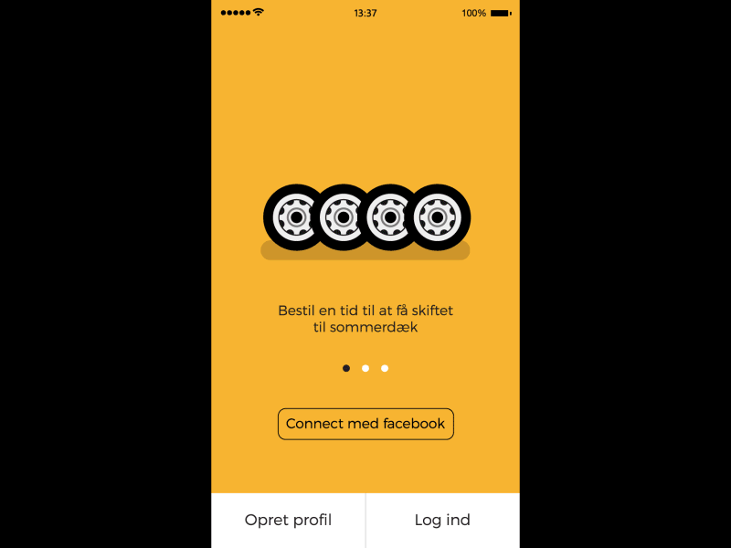 Onboarding screen for tire-change app.