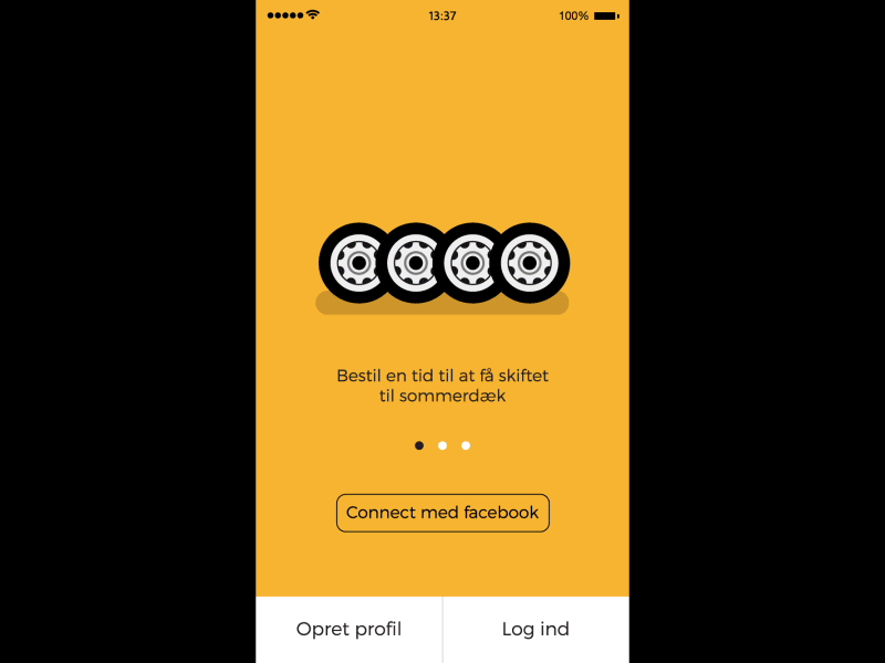 Onboarding screen for tire-change app. animation car ios onboarding tires