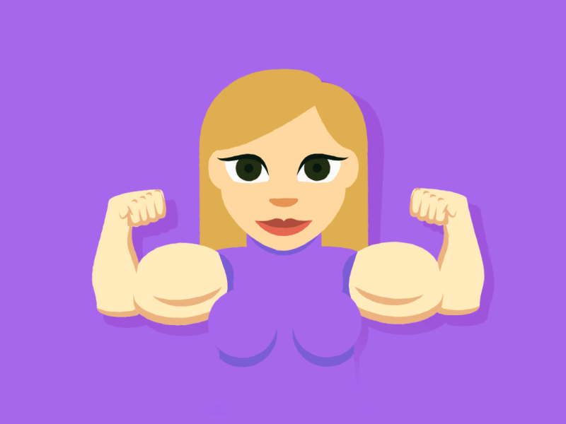 Strong flexing emoticon girl arm boobs emoji emoticon feminist flexing girl purple strong woman