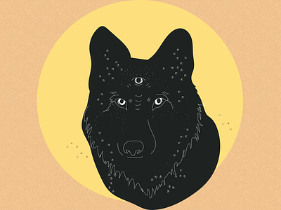 mystic wolf art cartoon editorial graphic design illustration poster vector wolf