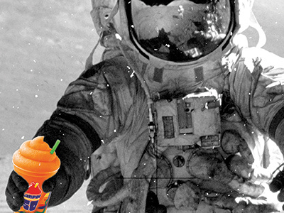Jones Soda - Orange & Cream Slurpee Billboard 7 11 7 eleven advertising astronaut billboard jones soda jones soda co. marketing moon moon landing slurpee soda