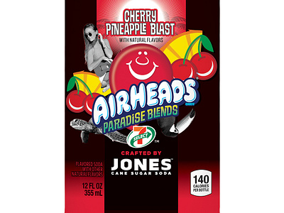 Airheads Cherry Pineapple Blast label 7 11 7 eleven 7 select airheads art direction jones soda jones soda co label label design packaging packaging design soda