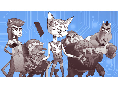 Personagens do Gattuniverso cartoon design de personagens gatos ilustração livro quadrinhos sci fi