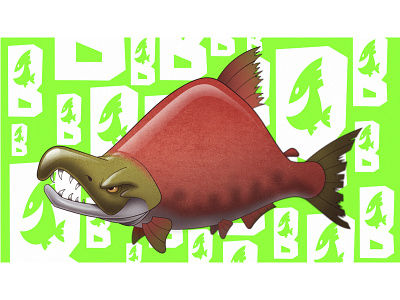 SALOMÃO, o salmão aquário cartoon design de personagens ilustração peixes pescaria