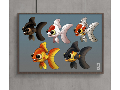 5 Kinguios aquario cartoon design de personagens goldfish hobby ilustração peixes