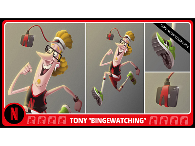 TONY "BINGEWATCHING" (Netflix) 2d cartoon character design illustration mascot netflix virtual influencer