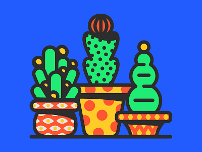 Cacti and pottery cactus illustration patterns plant pots pottery