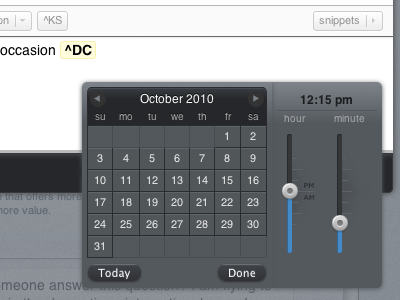 Date/Time Selector calendar slider