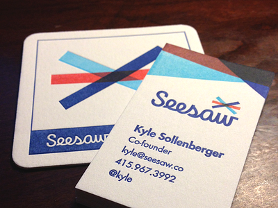 Seesaw Business Cards and Coaster business cards letterpress