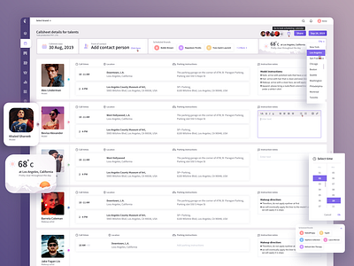 Callsheet for Photoshoot scheduling