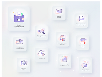 Iconography for Marketing platform clean ui creative design empty states empty states icon flat ui icons iconset illustration minimalist neumorphic purple color quovantis ui