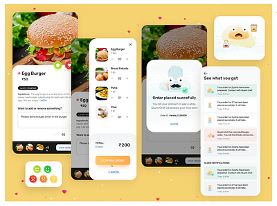 Quovantis Food App @creativity @design design food app food app design illustration order food quovantis ui yellow theme