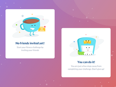 Empty States app color creative design empty state illustation invite no user invited weight loss