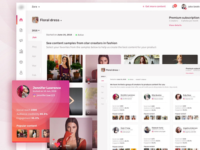 Influencer Marketing Platform @beauty @carddesign @cleandesign @colorfultheme @creativity @design @fashionbrand @fashioncontent @influencermarketing @marketingplatform @pinktheme @ui