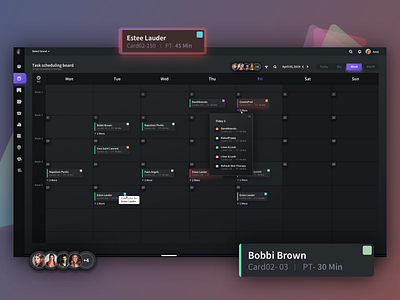 Task Scheduling Board WeekView DarkTheme