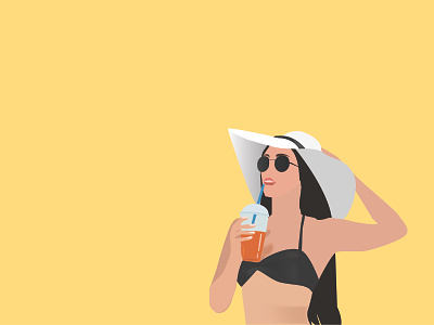 Hello Summer beach characterdesign design flatdesign girl illustration relax relaxing summer sunglasses sunshine ui vacation woman