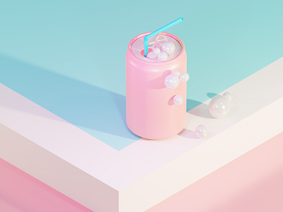 Sweet pink 3d 3d modeling blender drink illustration pastel colors pearl pink