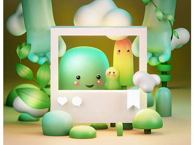 Hey friends, are u okay? 3d 3d modeling 3dcute blender illustration pastel colors