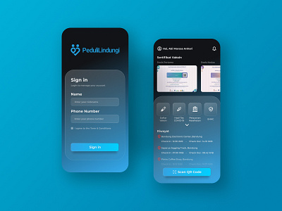 PeduliLindungi Mobile App - Redesign home page login page mobile app ui ux