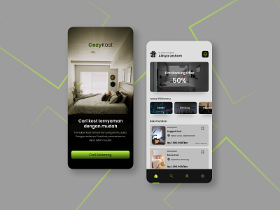 CozyKost - Boarding Room App boarding rooms app home page mobile app onboarding page ui