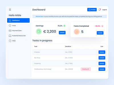 Dashboard UI dashboard minimalist ui ux