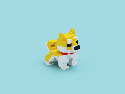 3D Shiba Inu 3d dog doge low poly magicavoxel shiba inu voxel voxel art