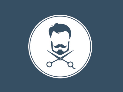 Barber Shop Logo barber beard design flat gentleman hair logo mustache scissors shop