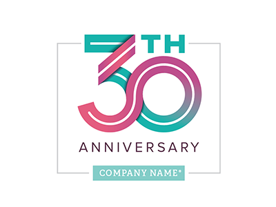 30th Anniversary 30 gradient inline logo ribbon