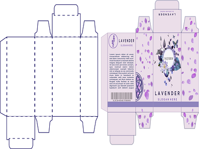 product box packaging design and die cut line:Lavender Serum Box branding design graphic design illustration logo typography vector