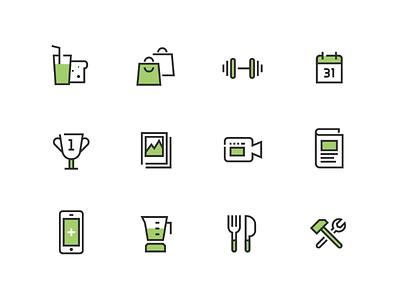 Health & Fitness Icon Set diet fitness health icon iconography line nutrition set sports
