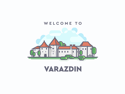 Welcome To Varazdin baroque castle graphic design illustration old town sign travel varazdin