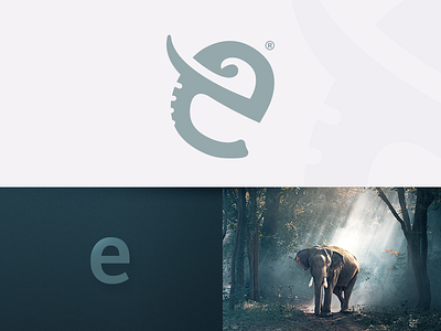 eLEPHANT® 🐘 animal app branding clean design e elephant logo minimal monogram symbol vector