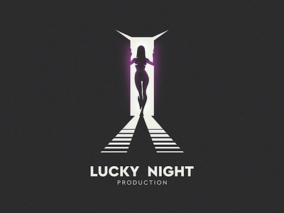 Lucky Night Production art branding clean creative design flat graphic design illustration logo symbol vector woman
