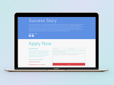 Design of Success Story & Apply Now