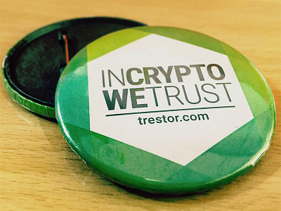 In Crypto - We Trust badge banks bitcoin crypto cryptocurrency money print design trust