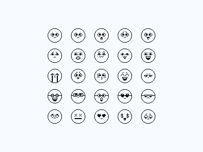 Emojis in Pixels n.1 digital art emoji emoji set emojis icons iconset minimal pixel art pixel emojis pixelart smiley face
