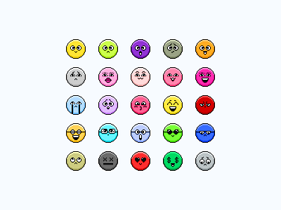 Emojis in Pixels n.2 colorful colors design emoji emoji set emojis minimal mood pixel art pixelart