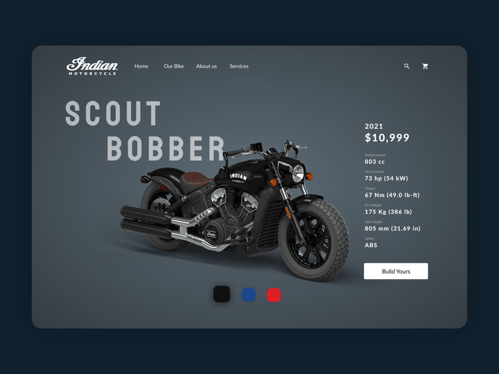 Daily UI 12: Indian Motorcycle product demo page by Derek on Dribbble