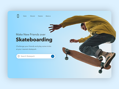 Daily UI 15: Skateboarding friends matching platform home page ui ux website