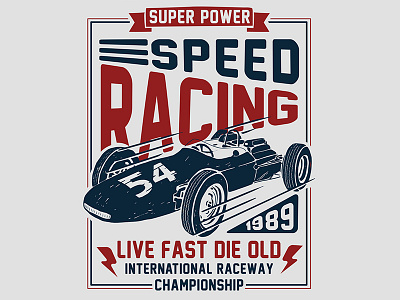 Sport racing car, T-shirt Graphics, Vintage typography