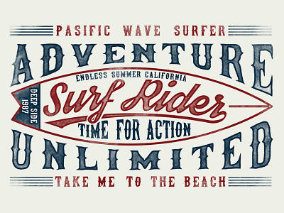 Surf typography, t-shirt graphics, artwork beach icon illustration label retro shirt surfer swim tee typography vintage