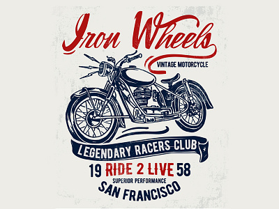 Motorcycle illustration with vintage typography