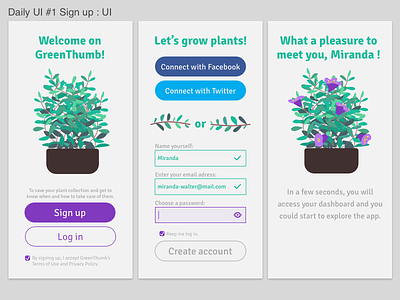 Mission 1 : Sign up application dailyui iphonex plant signup