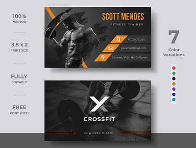 Gym Business Card brand branding business card business card creative business card design business card template design gym identity modern template visiting card