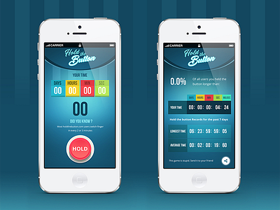 Hold The Button App app design game design hold the button ui design