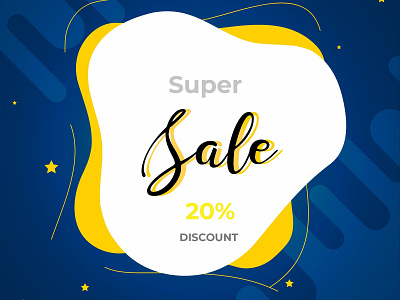 Super Sale Banner With Modern Shapes